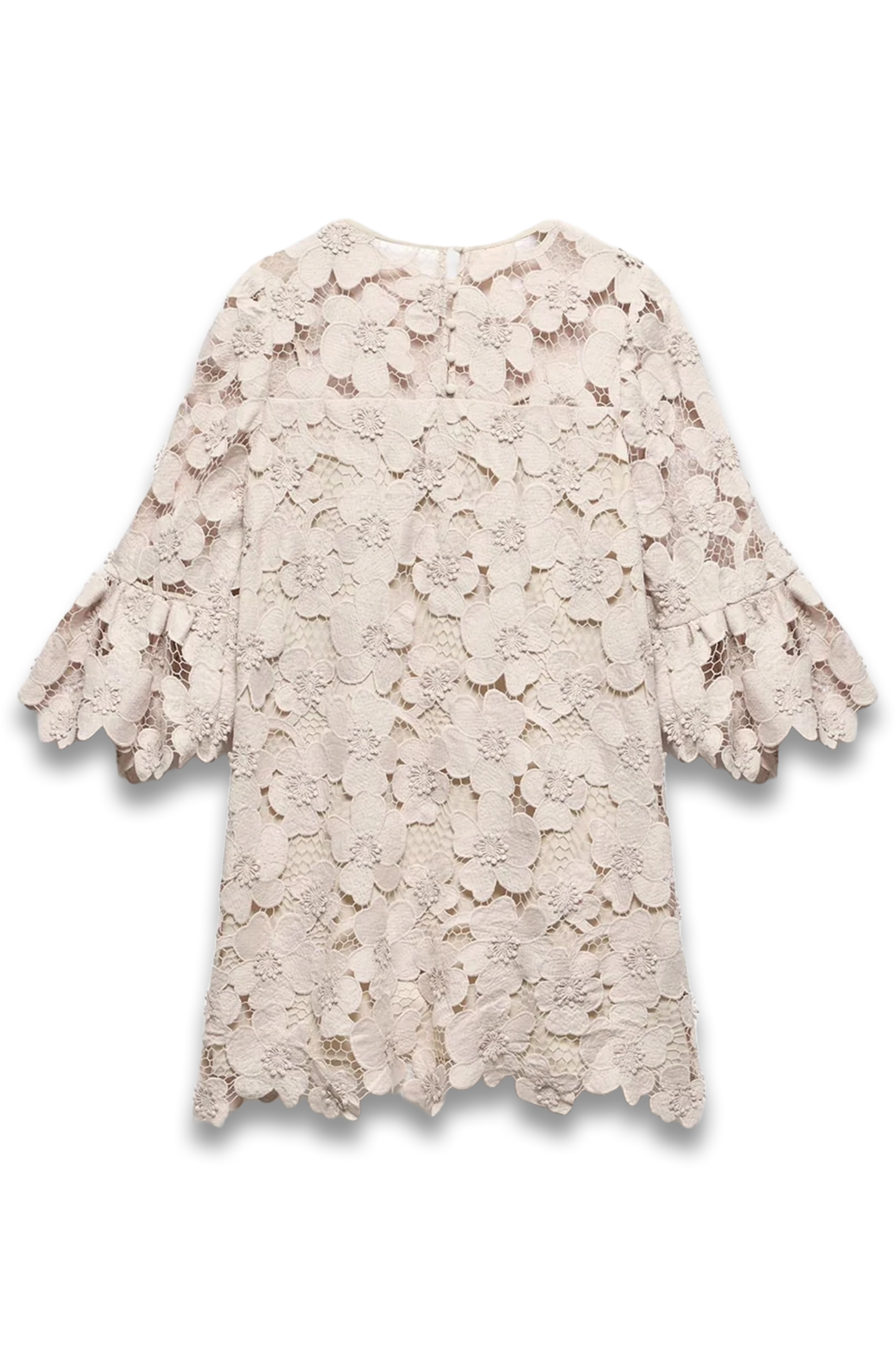 Neutral Floral Lace Mini Dress