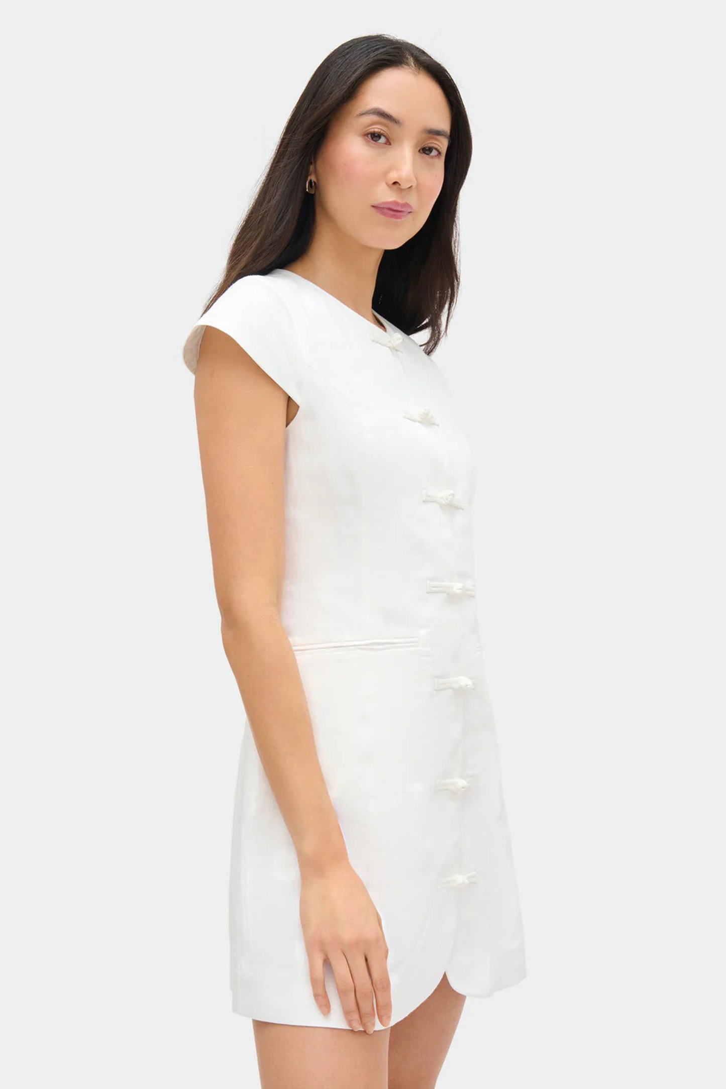 Jennie Cap-sleeve Linen Dress