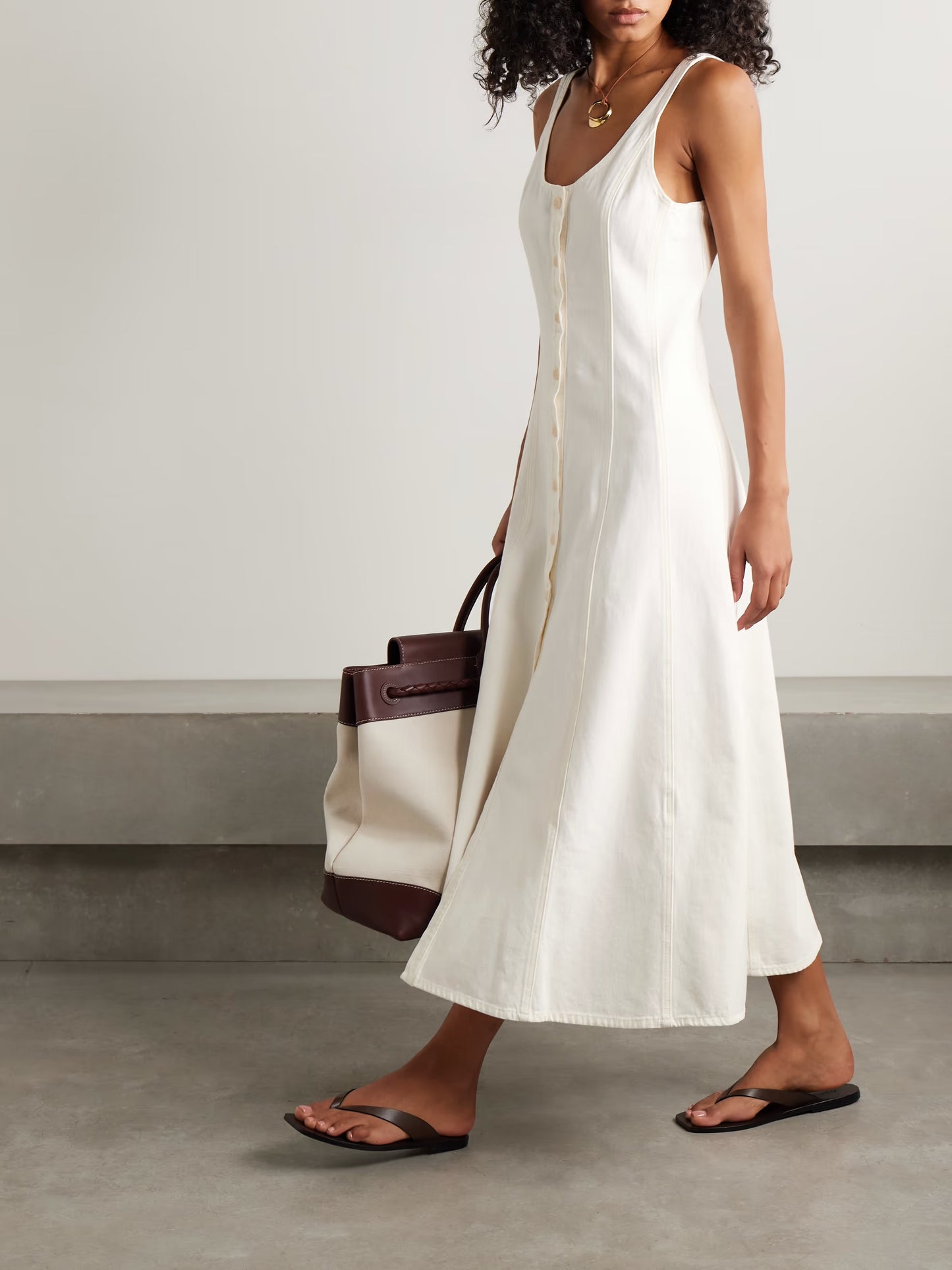 Rosetta Paneled Denim Midi Dress