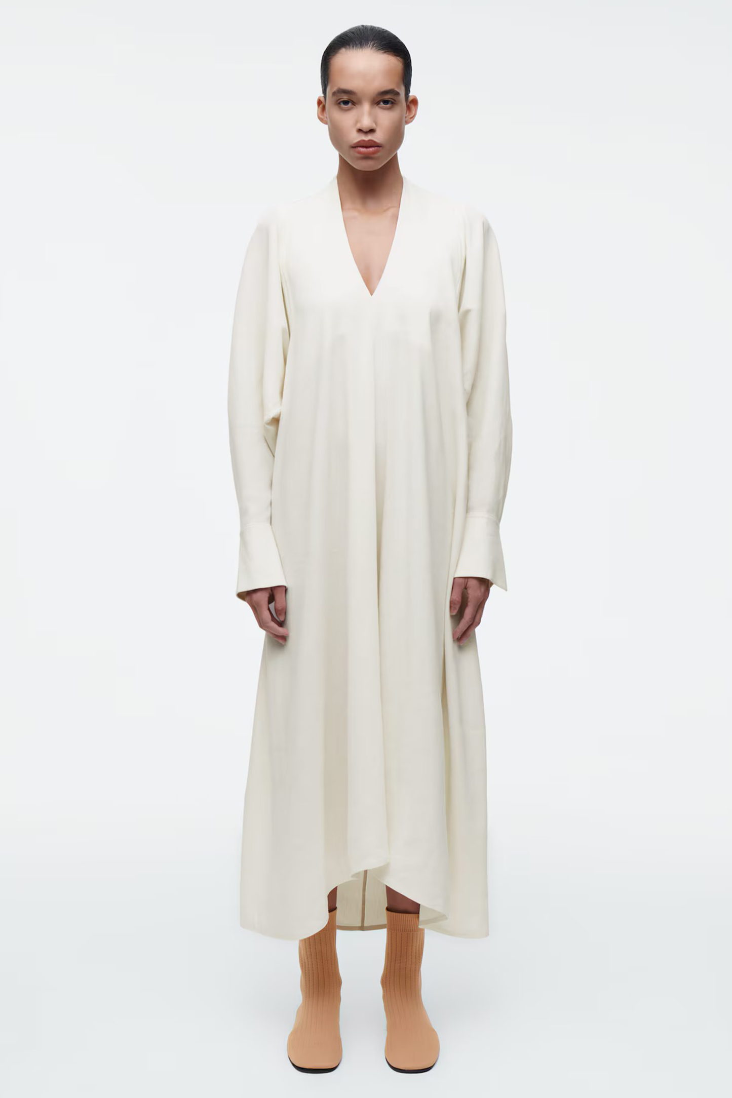 V-Neck Linen Shirt Dress