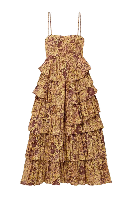 Avery Tiered Printed Cotton-poplin Midi Dress