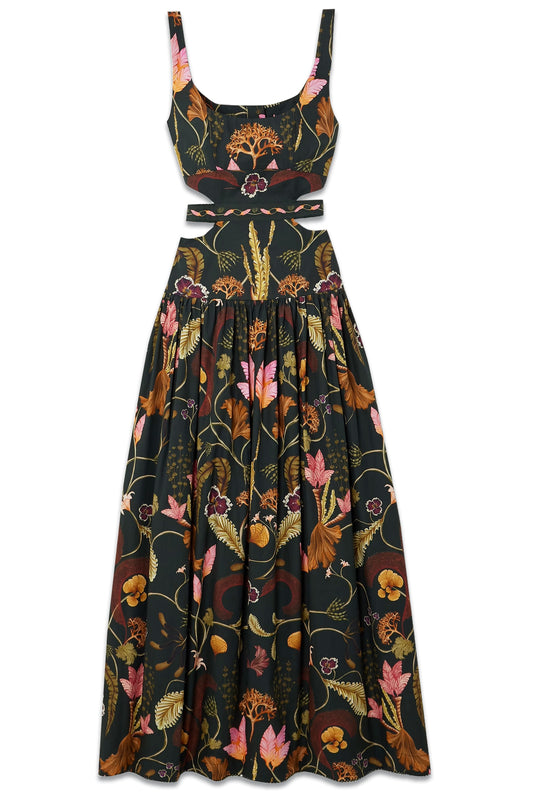 + NET SUSTAIN Totumo Cut-out Gathered Printed Cotton Maxi Dress