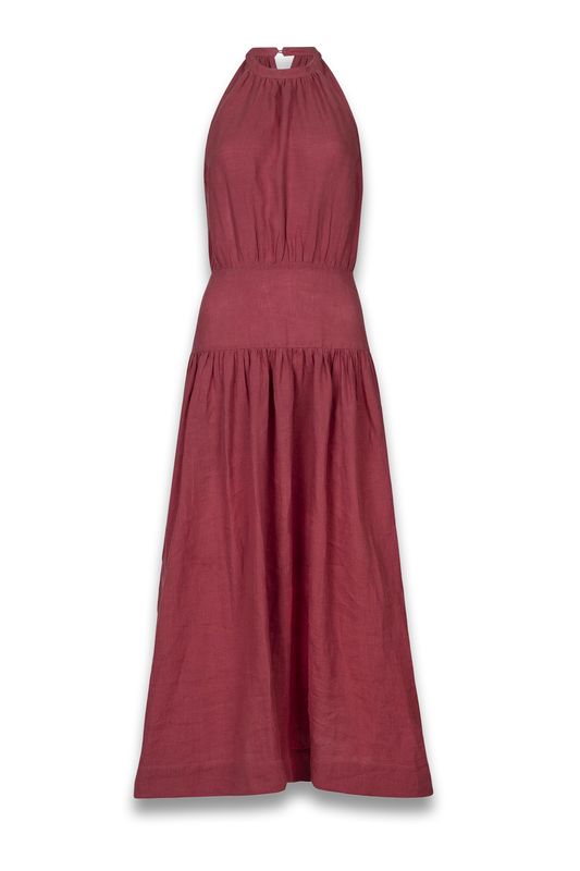 Priti- Rasberry Linen Dress