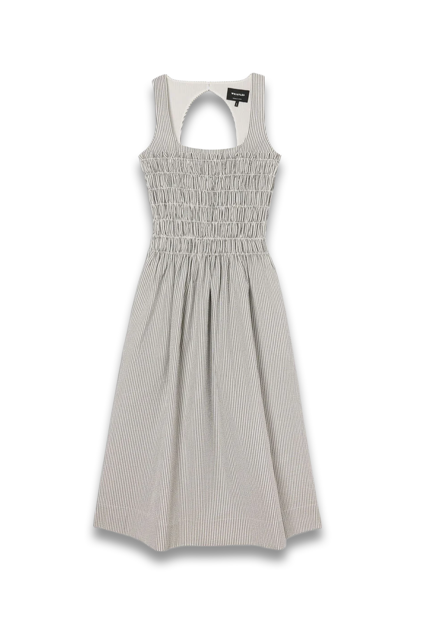 White Seersucker Ruched Bodice Dress