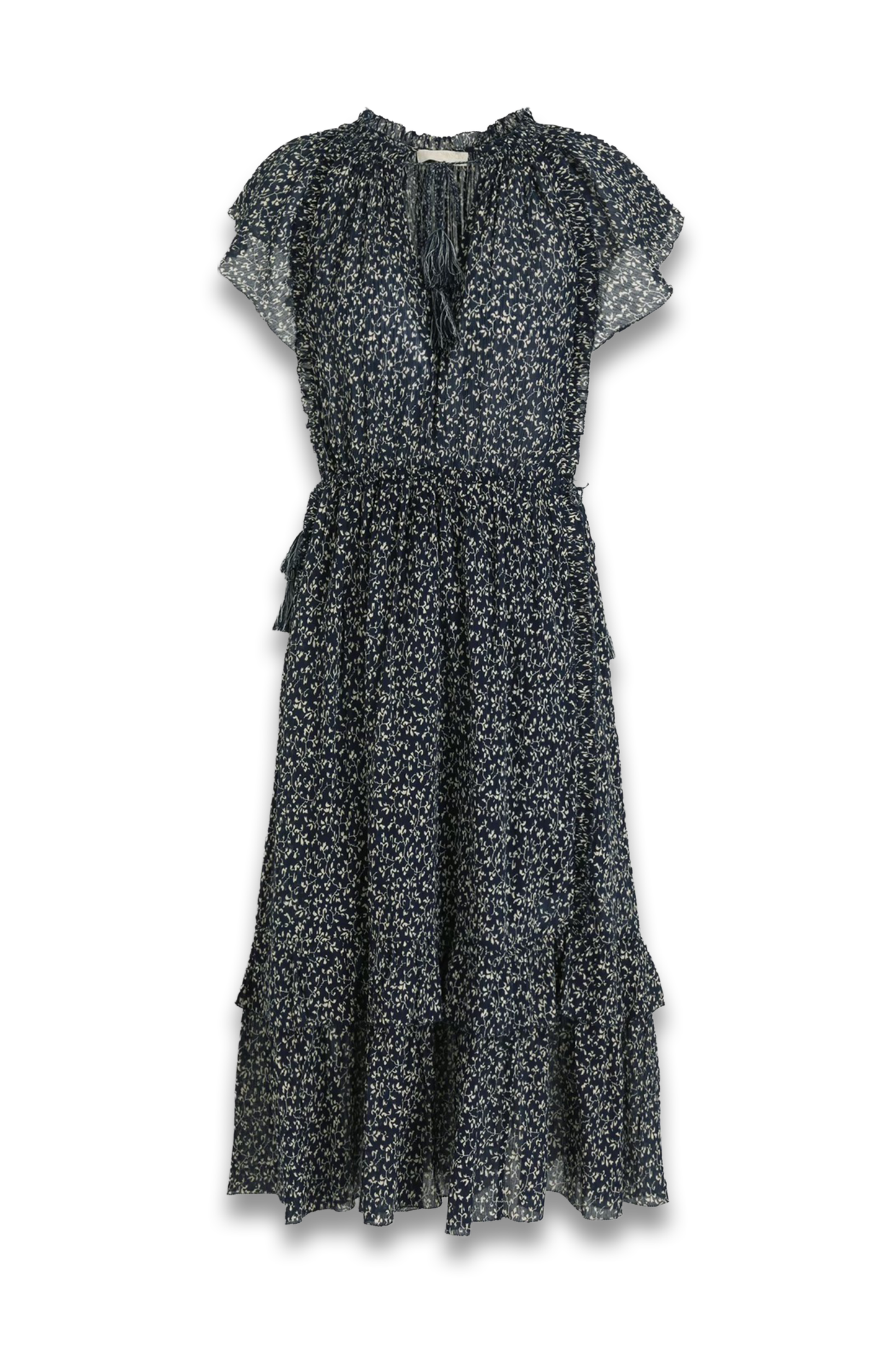Anja Ruffled Floral-Print Cotton-Crepon Midi Dress
