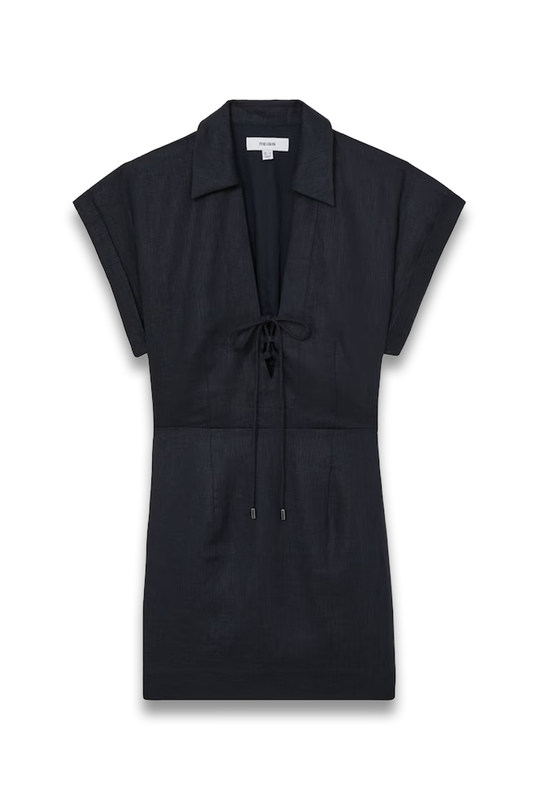 Gwen Tie Front Beach Cover-Up Dress In Navy