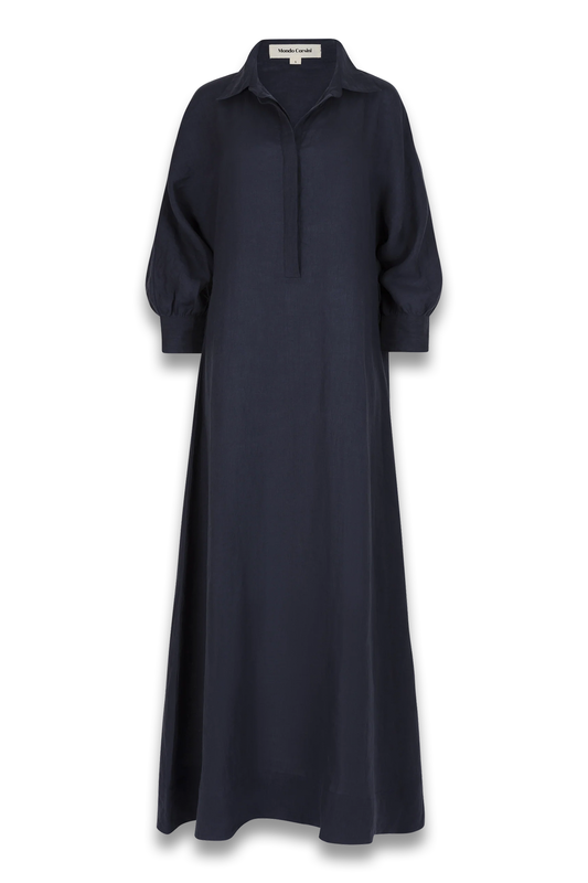 Kara - MIidnight Linen Dress