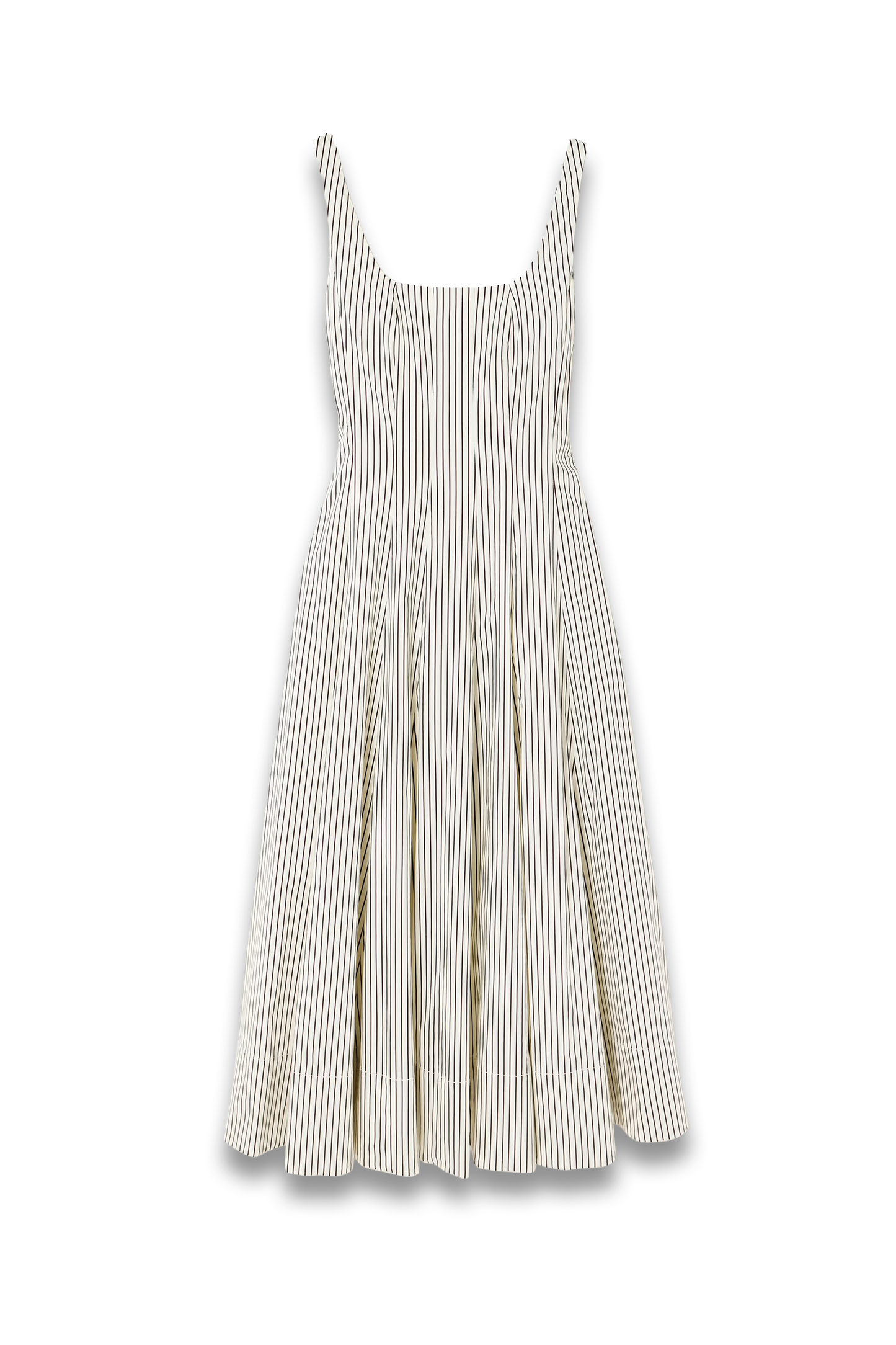 Wells Pleated Striped Cotton-Blend Poplin Midi Dress