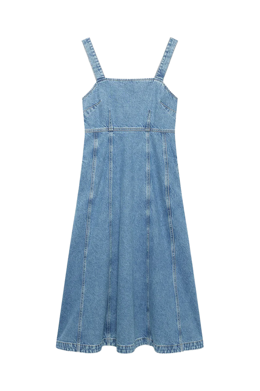 Blue Denim Midi Dress