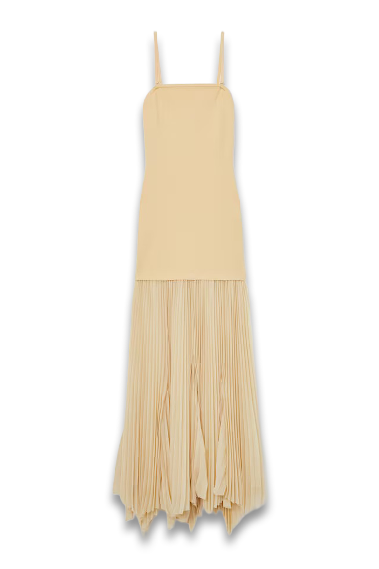 Milana Pleated Skirt Ribbed Midi Dress In Yellow