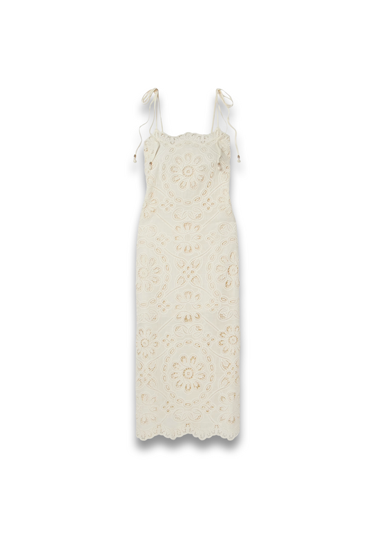 Rhiannon Guipure Lace-trimmed Voile Midi Dress