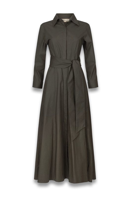 Dark Khaki Cotton Poplin Dress