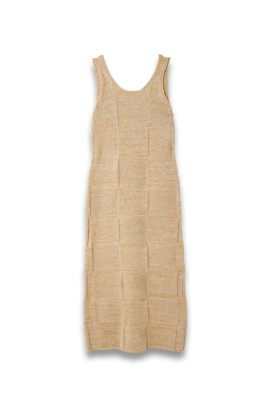 Paneled Cotton and Linen-blend Knitted Midi Dress