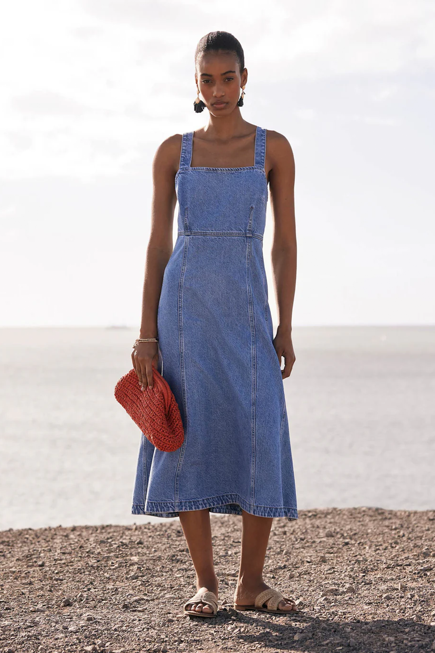 Blue Denim Midi Dress