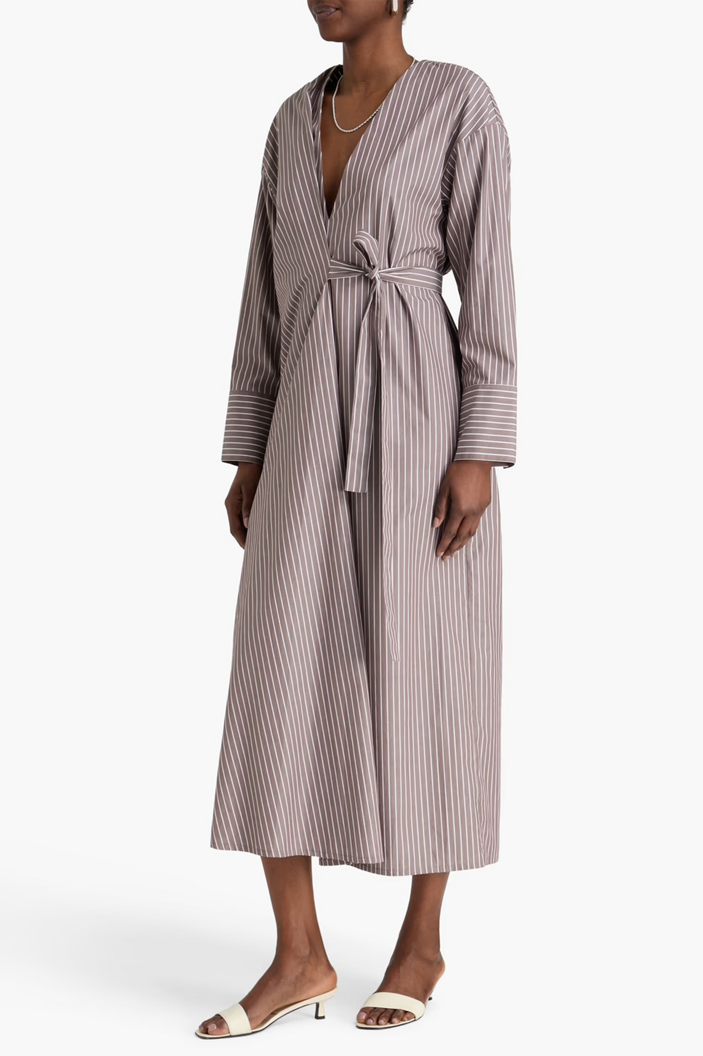Huxem Striped Cotton Midi Dress