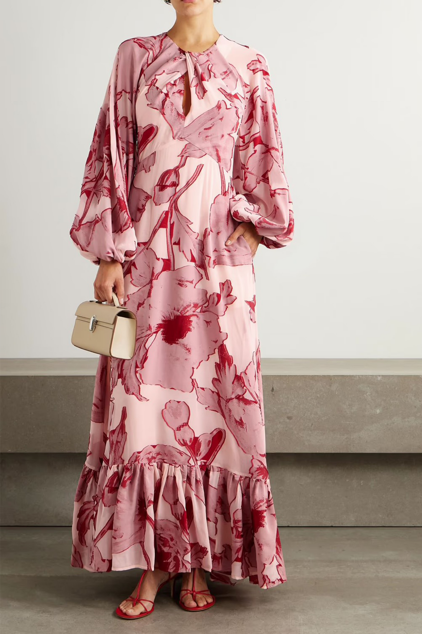 Printed Silk-blend Chiffon Maxi Dress