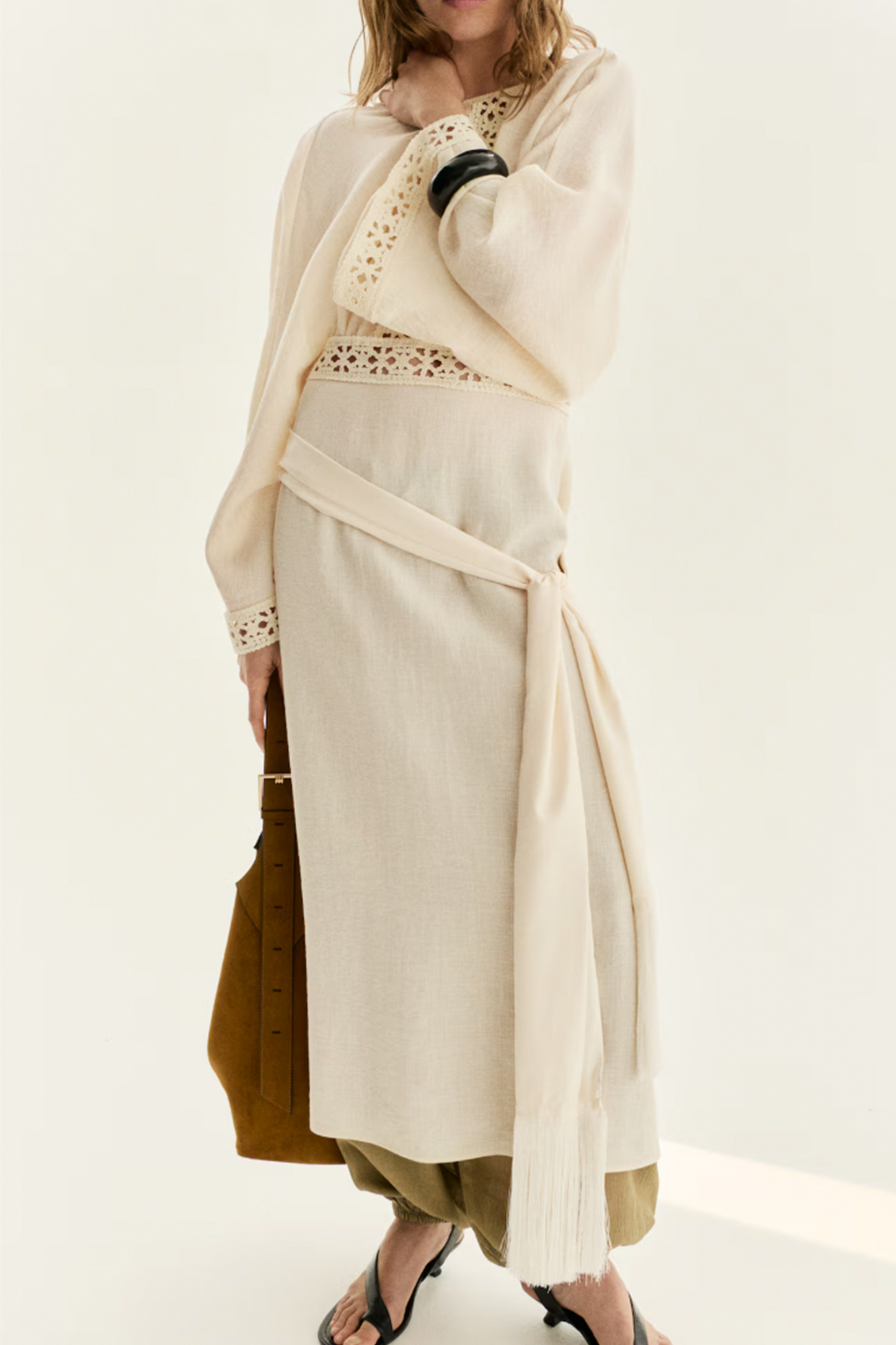 Crochet-look Tunic Dress