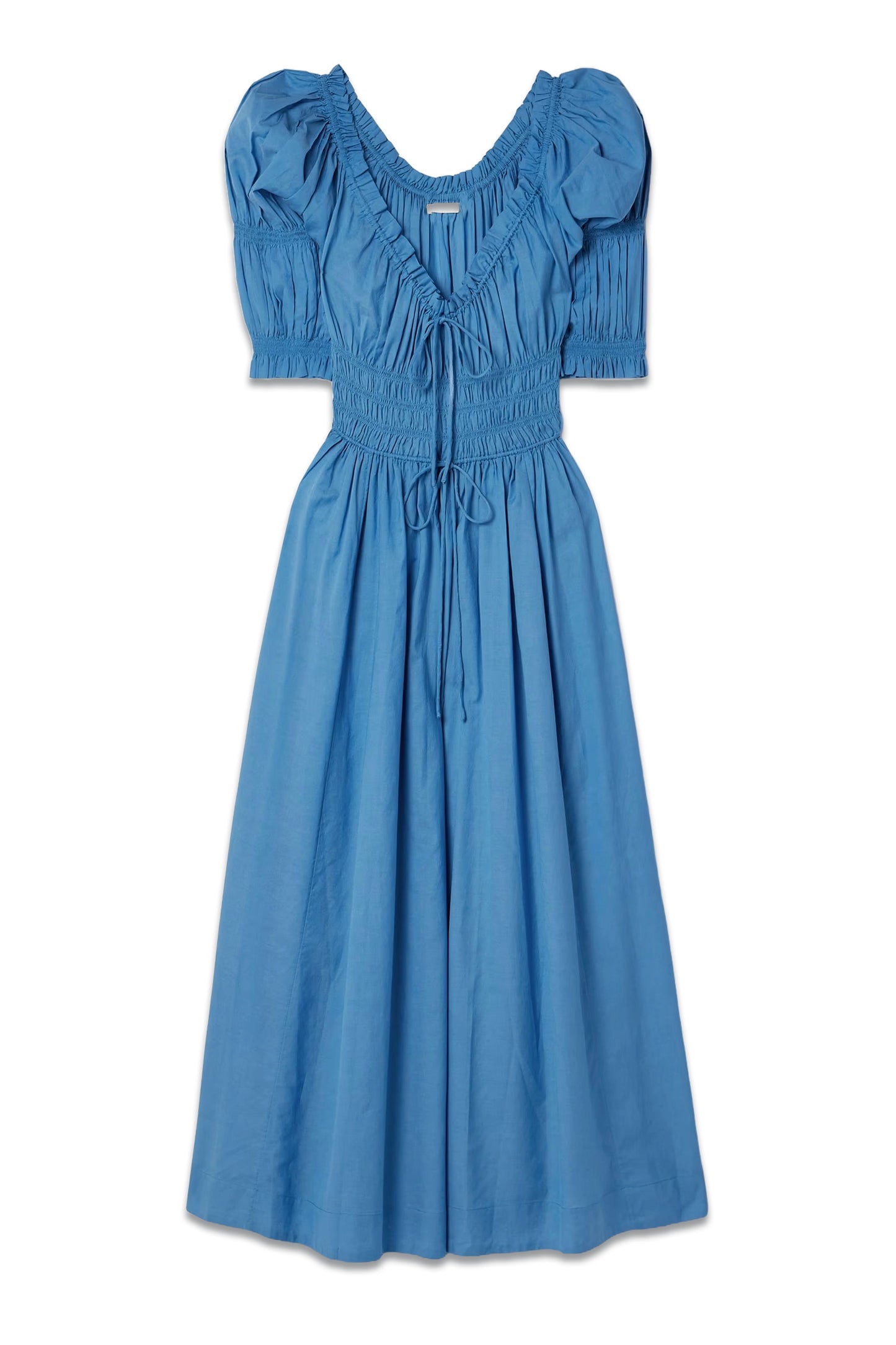 Ischia Shirred Cotton-blend Voile Midi Dress