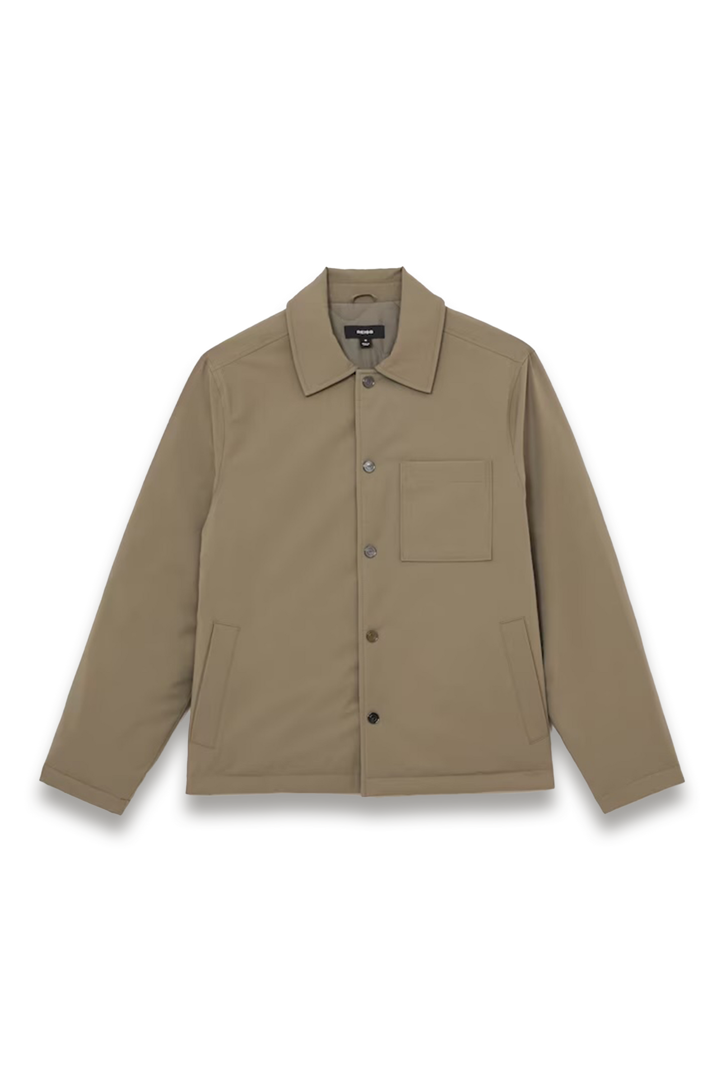 Parker Lightly-Padded Patch-Pocket Overshirt in Olive Green