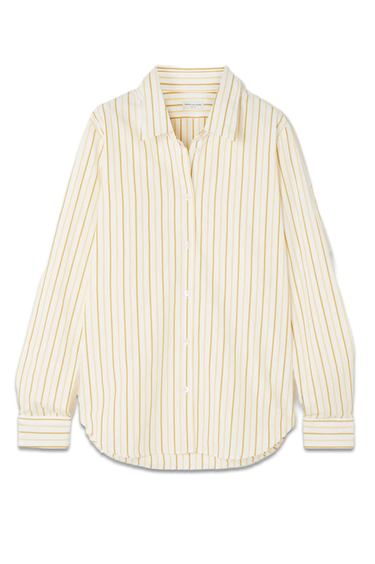 Grosgrain-trimmed Striped Cotton-poplin Shirt