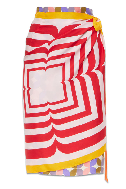 Printed Silk Wrap Skirt