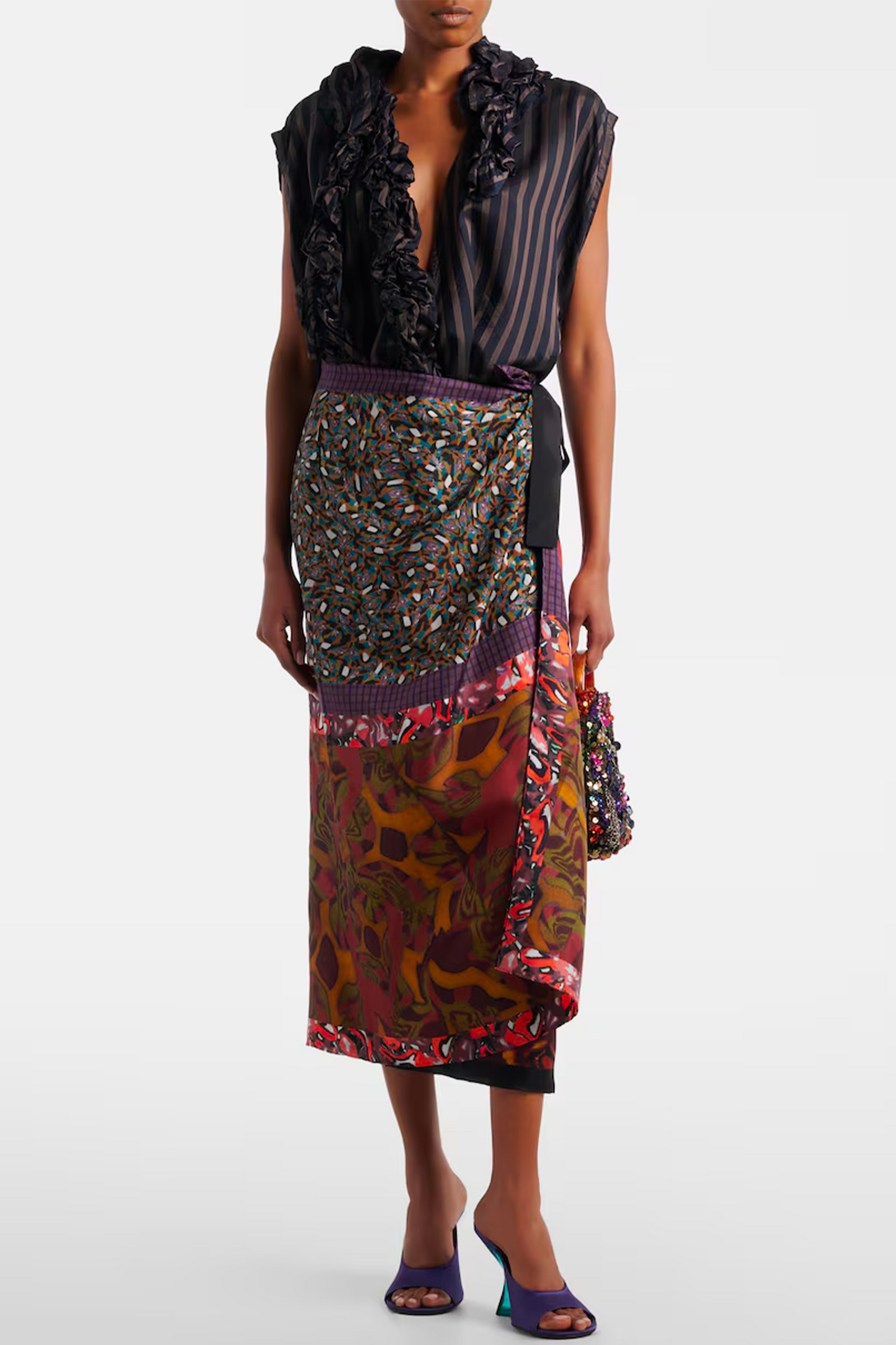 Printed Silk Wrap Skirt