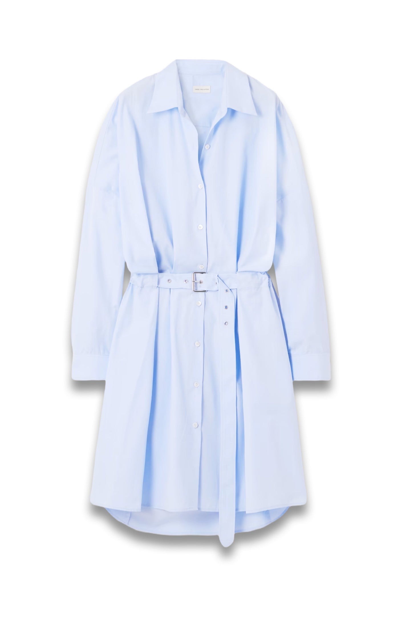 Belted cotton-poplin shirt dress