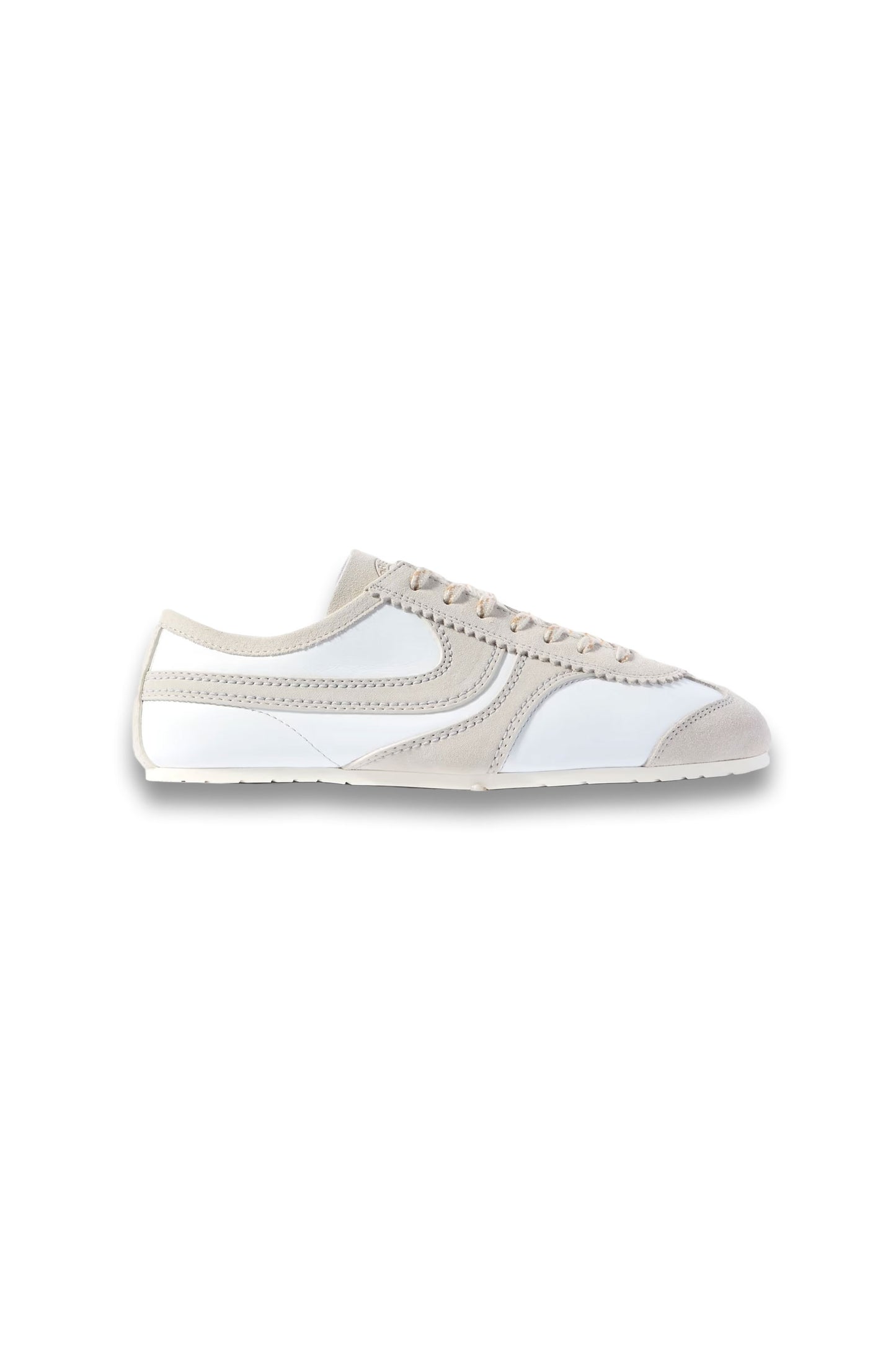 Suede-trimmed leather sneakers