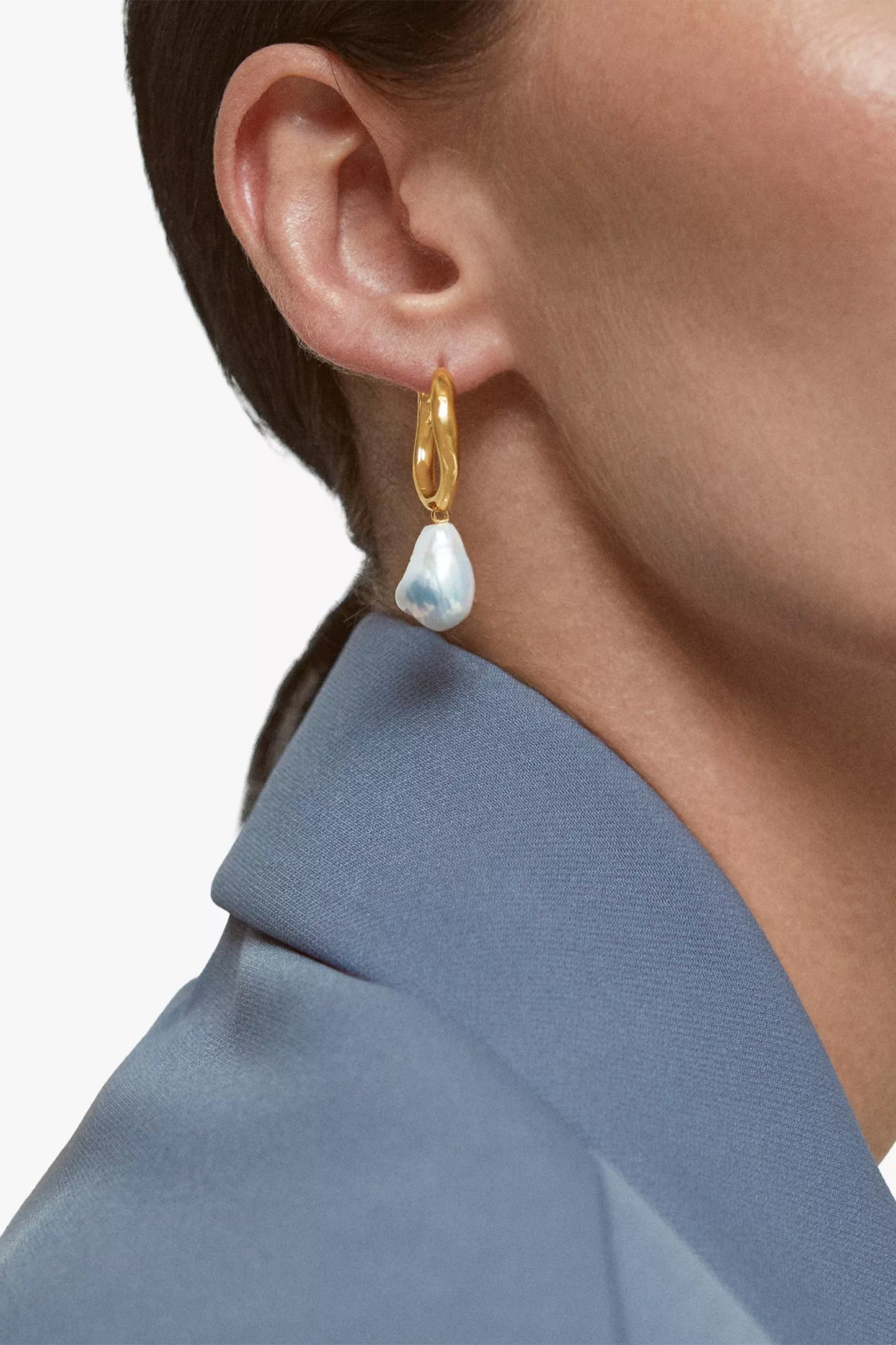 Nura Reef Baroque Pearl Earrings, Gold
