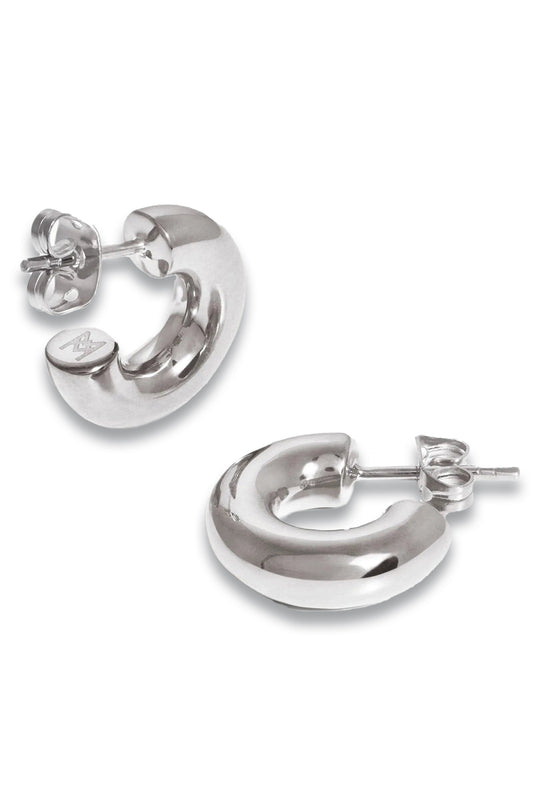 Chubby Tunnel Small Hoop Earrings In Silver