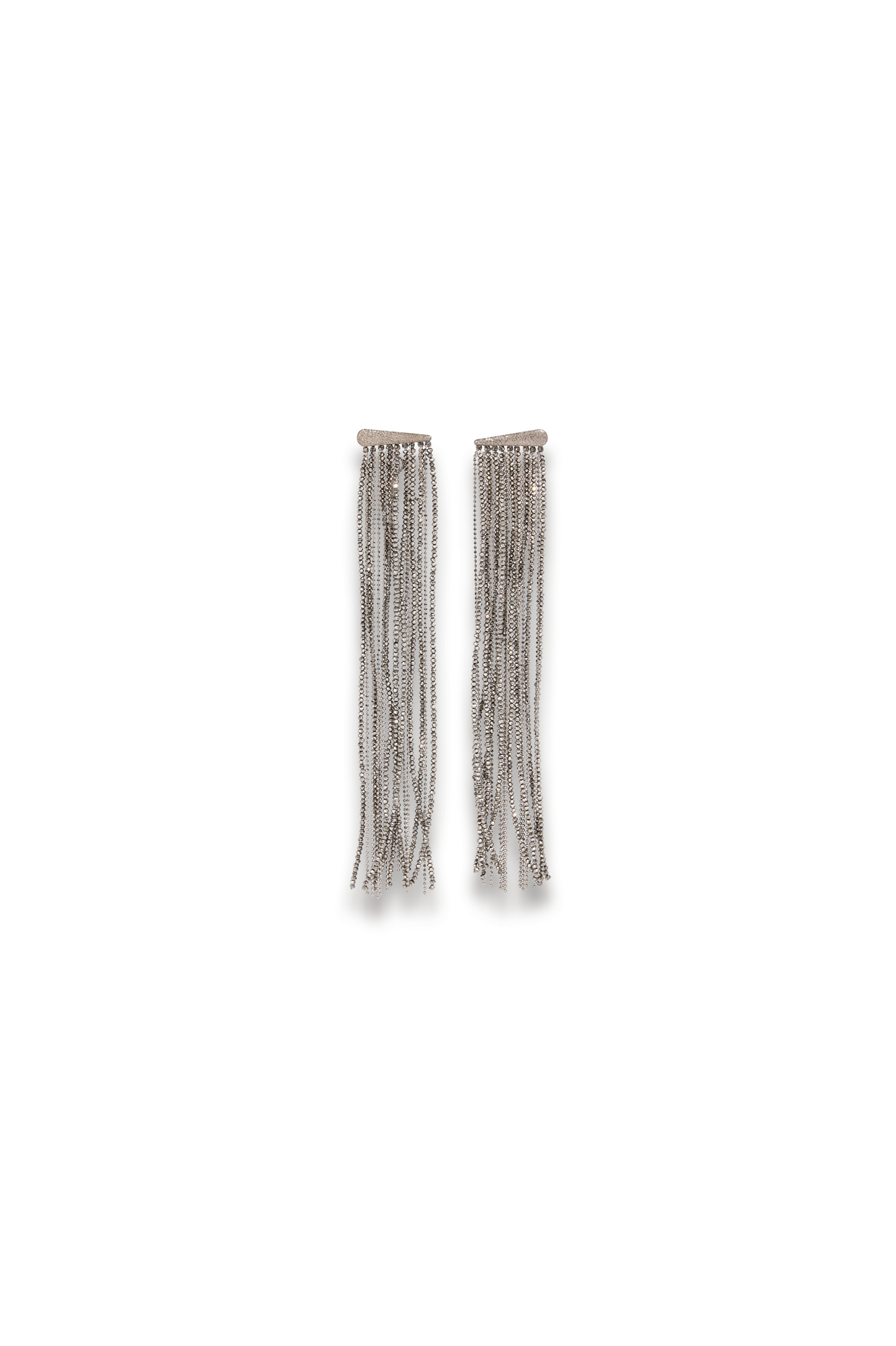 Fringed Beaded Silver-tone Earrings