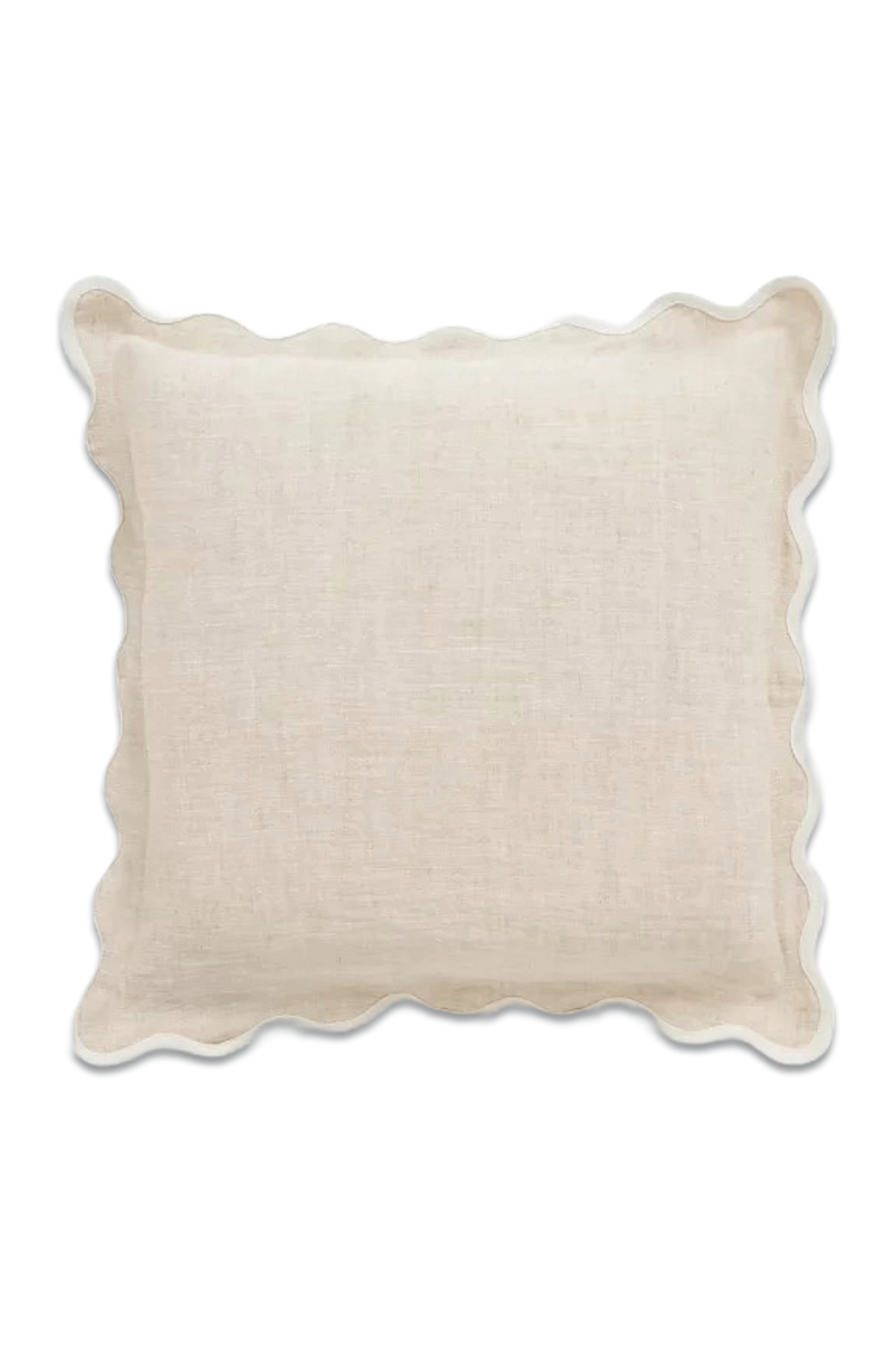 Scalloped Linen Cushion, Marshmallow