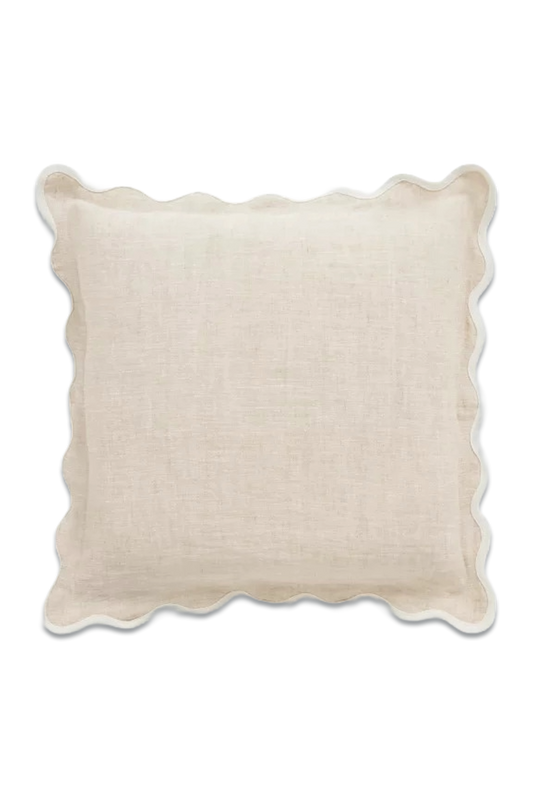 Scalloped Linen Cushion, Marshmallow