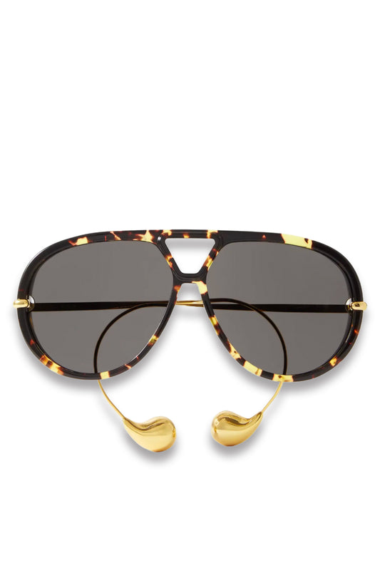 Embellished Aviator-Style Tortoiseshell Gold-Tone Sunglasses