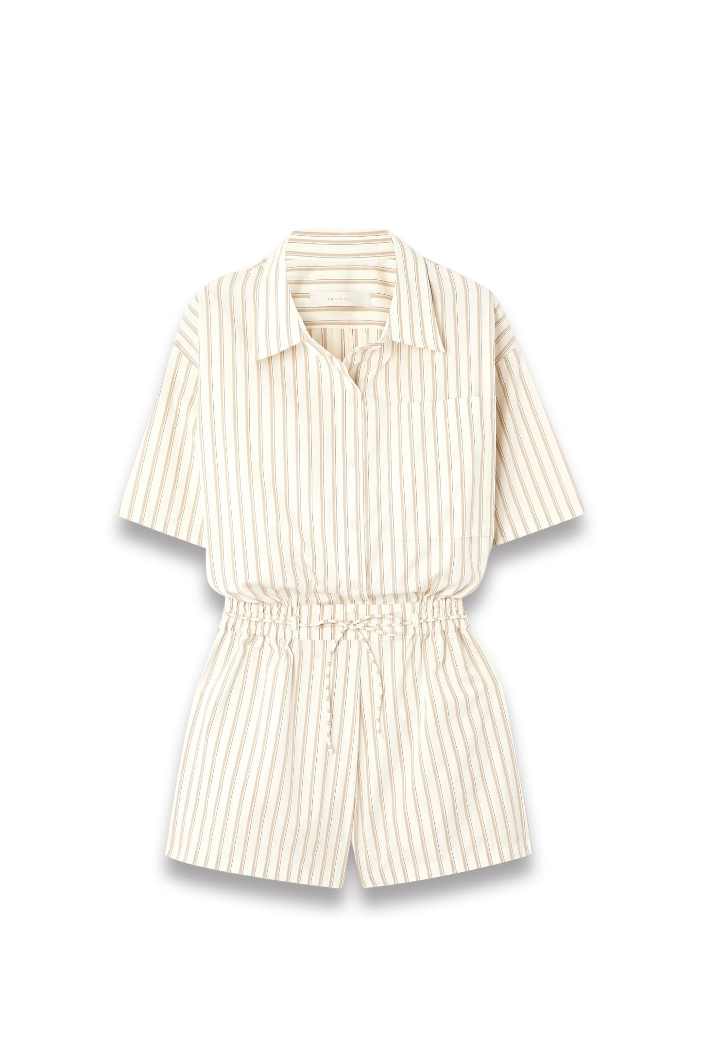 Faia Belted Striped Cotton-Poplin Playsuit