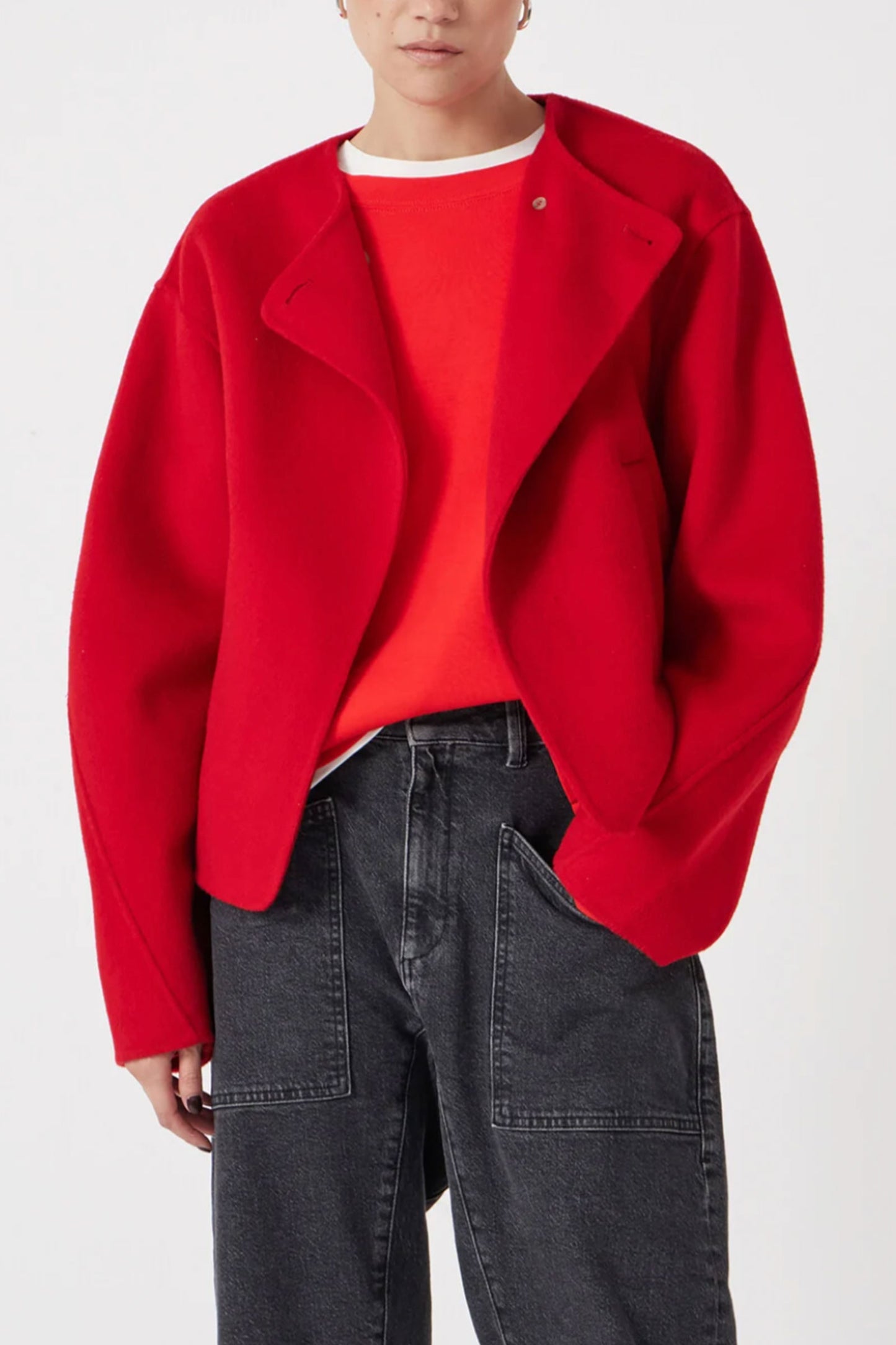 Pure Wool Double-faced Collarless Jacket