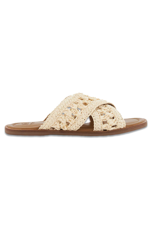 Level Crochet Flat Sandals, Cream