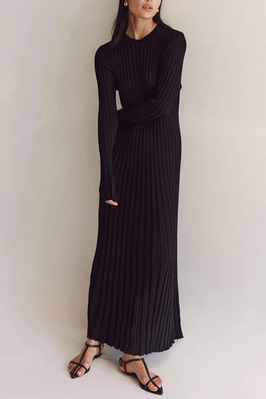 Ada Black Long Sleeve Midi Dress