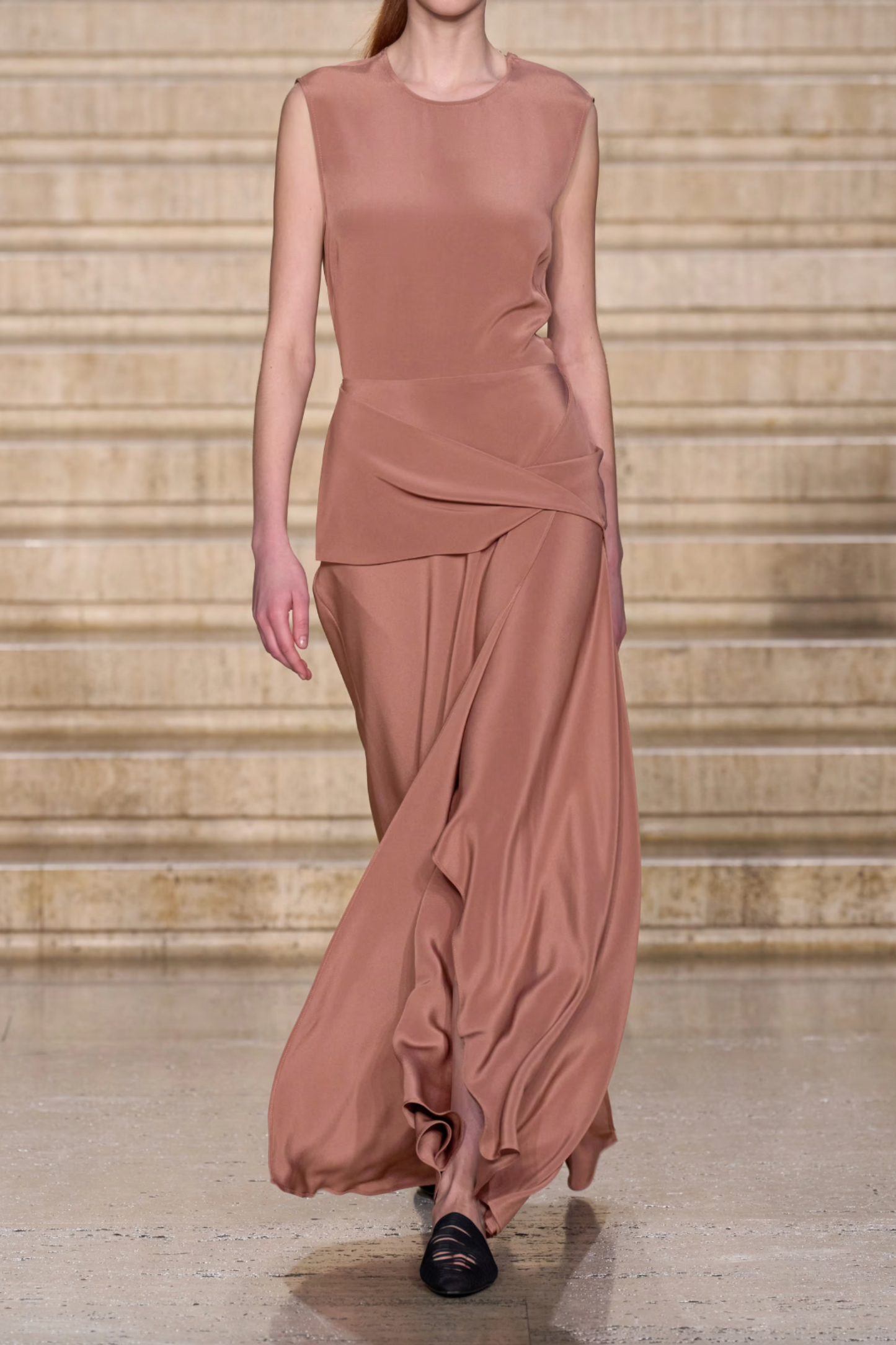 Jadi Cutout Draped Satin Maxi Dress
