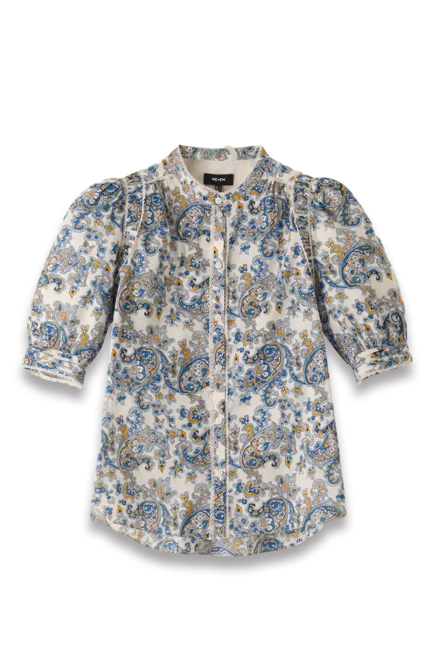Cotton Geo Paisley Print Blouse