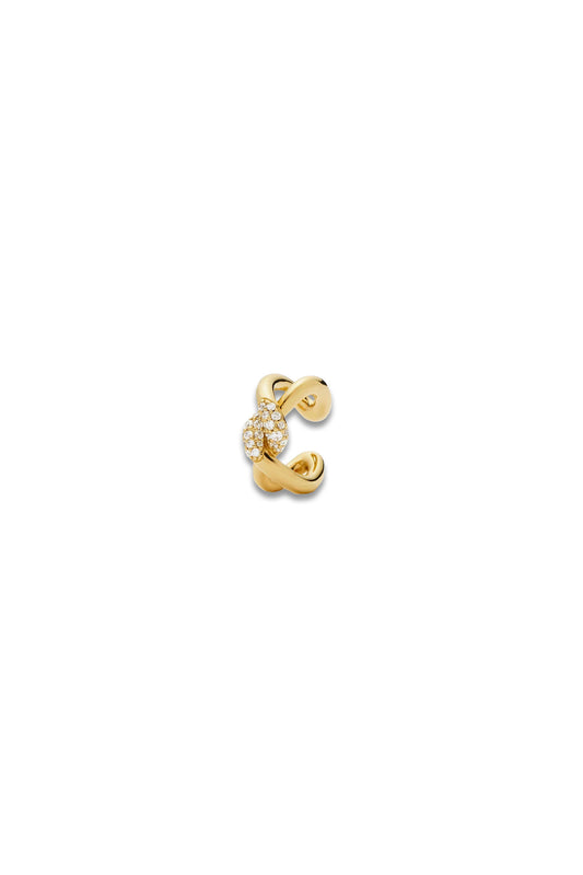 Gold letter 'C' charm with diamonds on a white background
