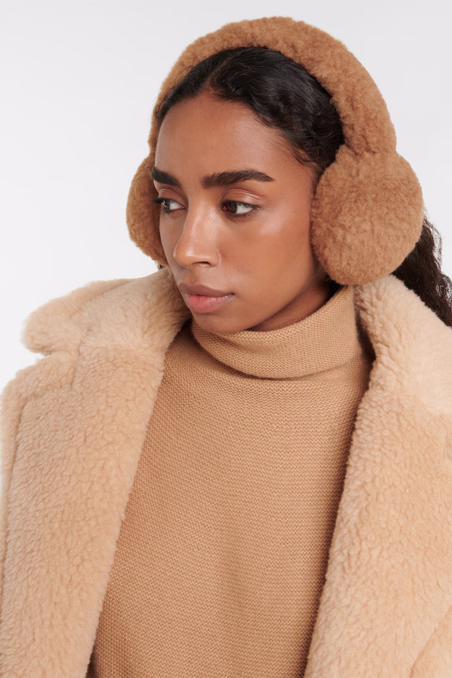 Camel hair and silk ear muffs