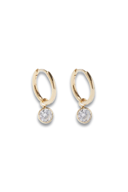 Zircon & Gold-plated Sterling Silver Hoop Earrings