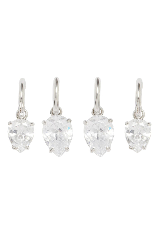 Set Of Four Diamond Girl Crystal Hoop Earrings