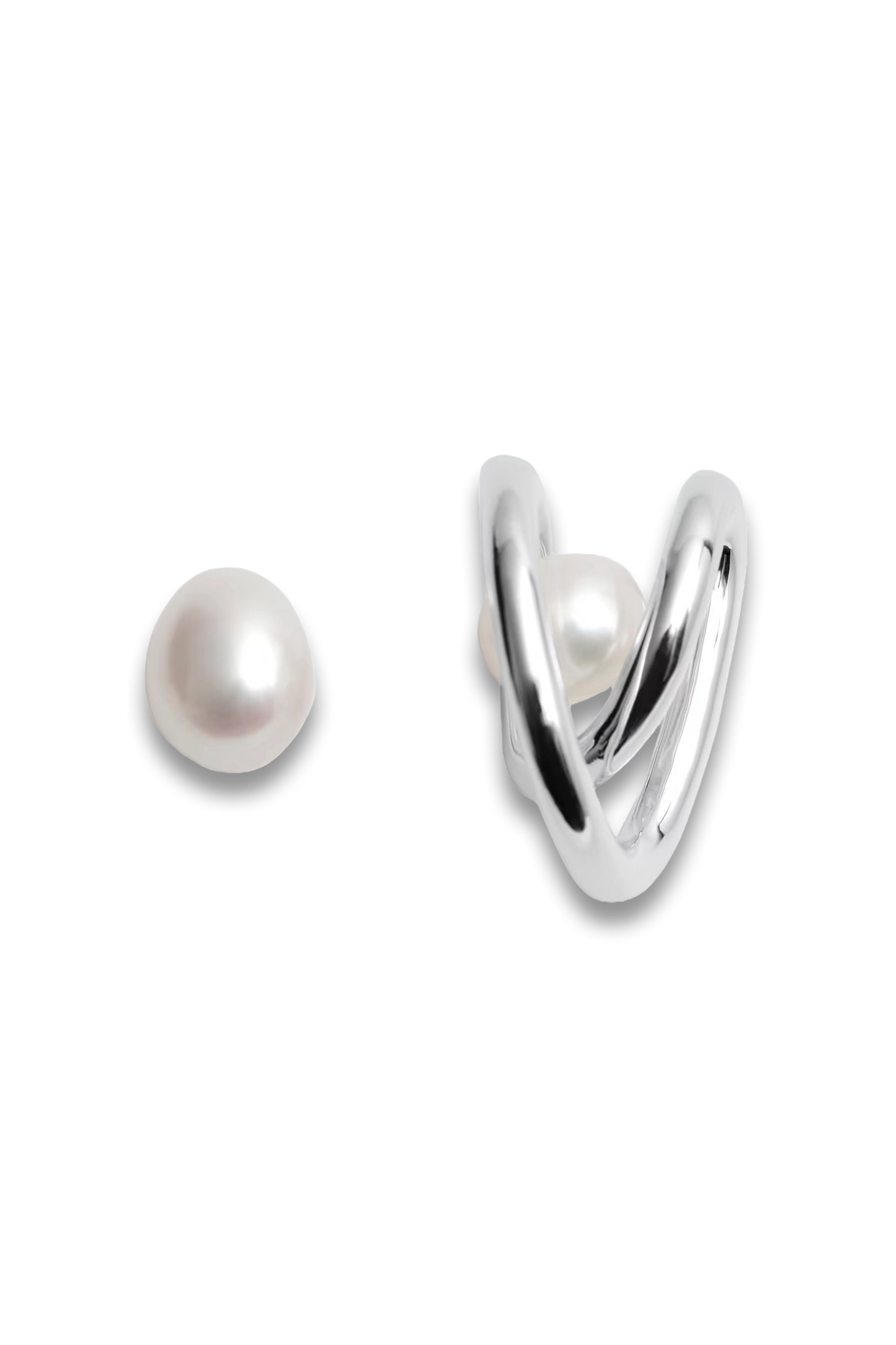 Mismatched Coiled Freshwater Pearl Earrings