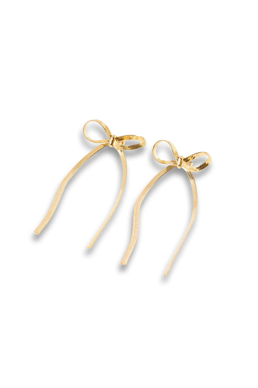 Mayte Gold Tone Snake Chain Bow Earrings