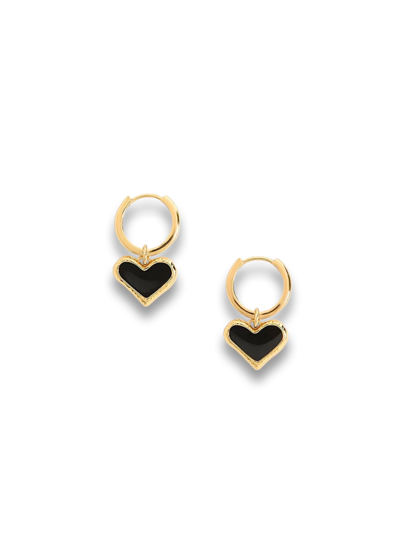 Gold Enamel Heart Huggie Earring