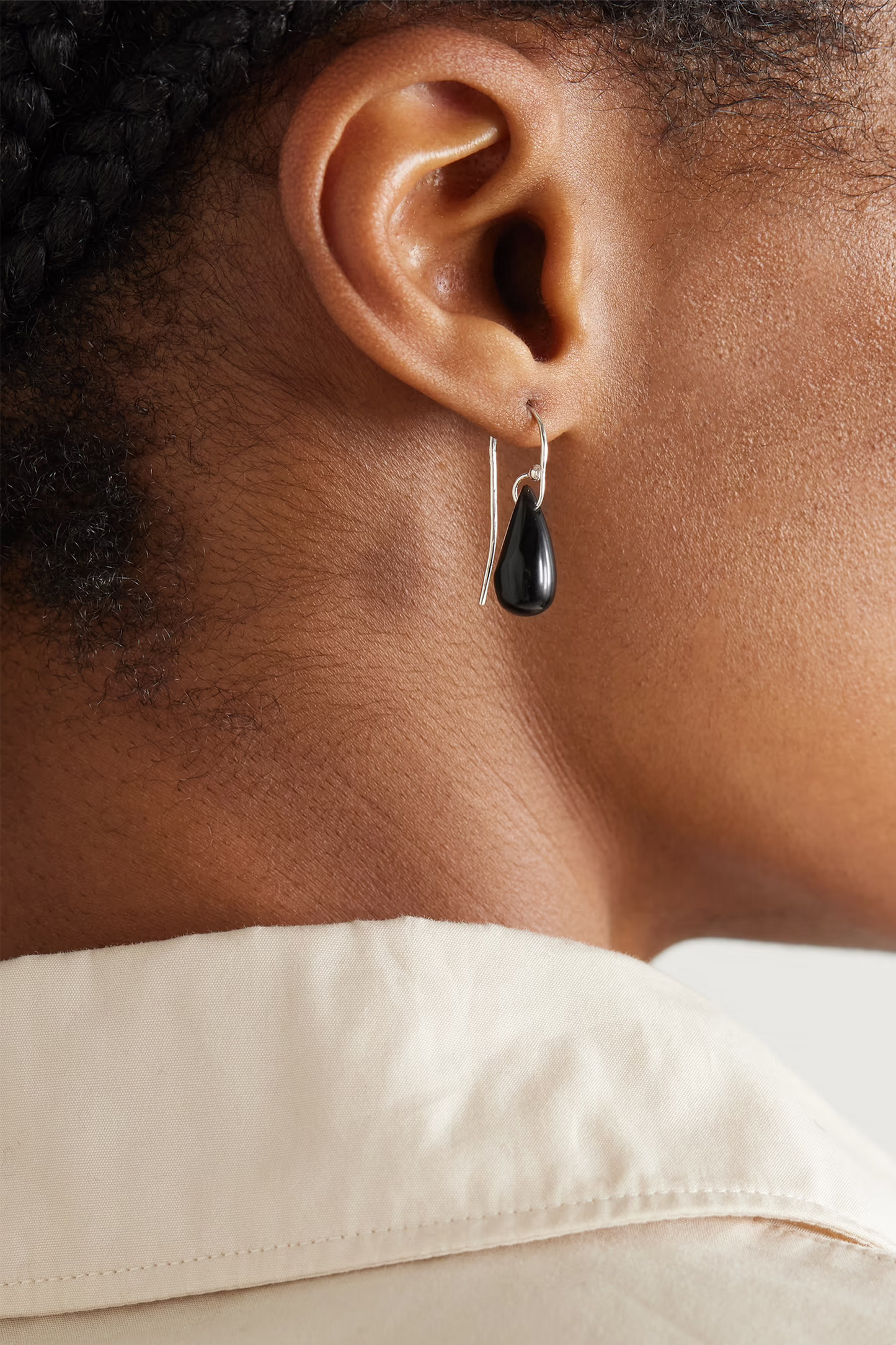 Droplet Silver Onyx Earrings
