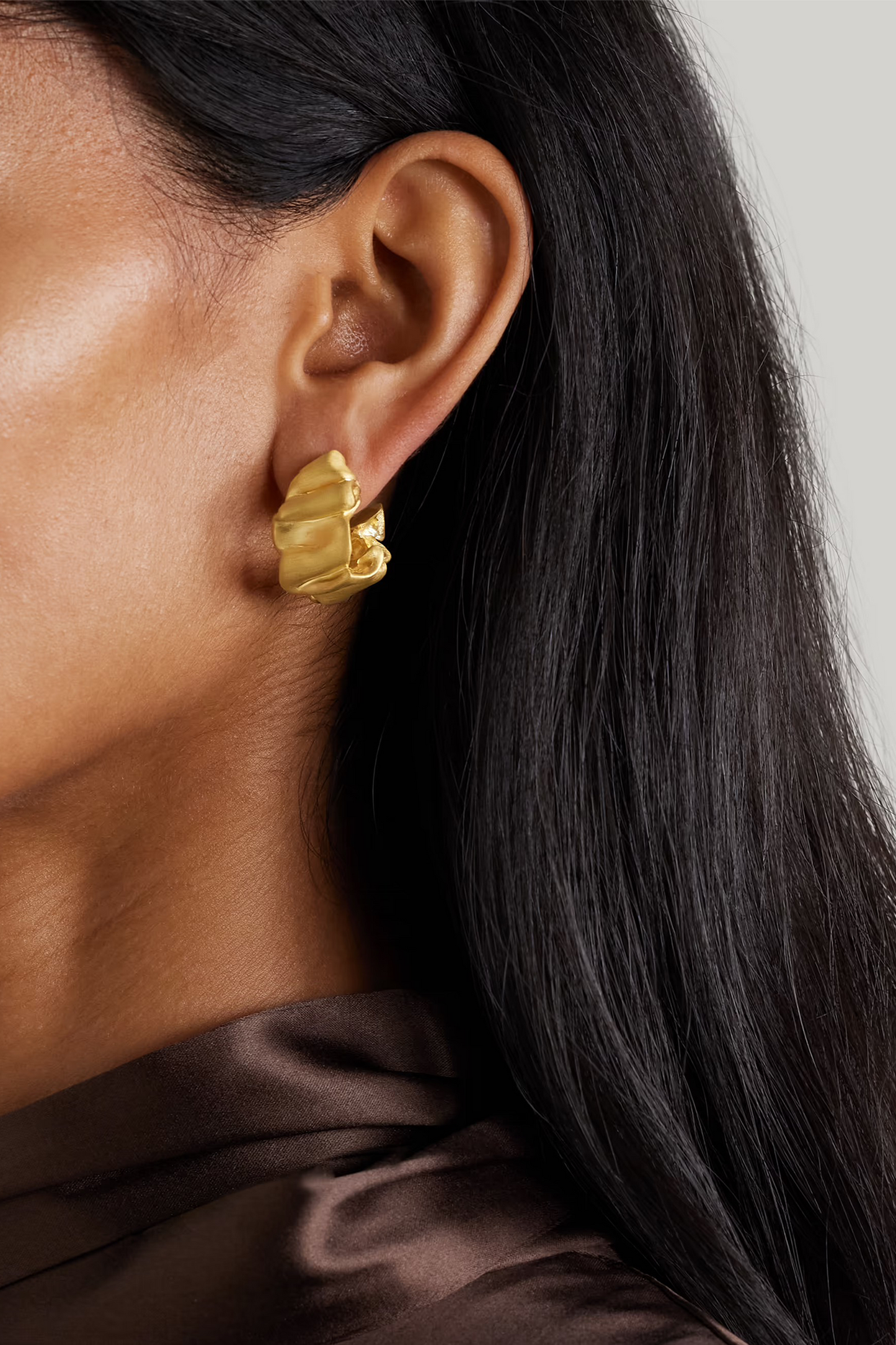Crumpled Gold-plated Hoop Earrings