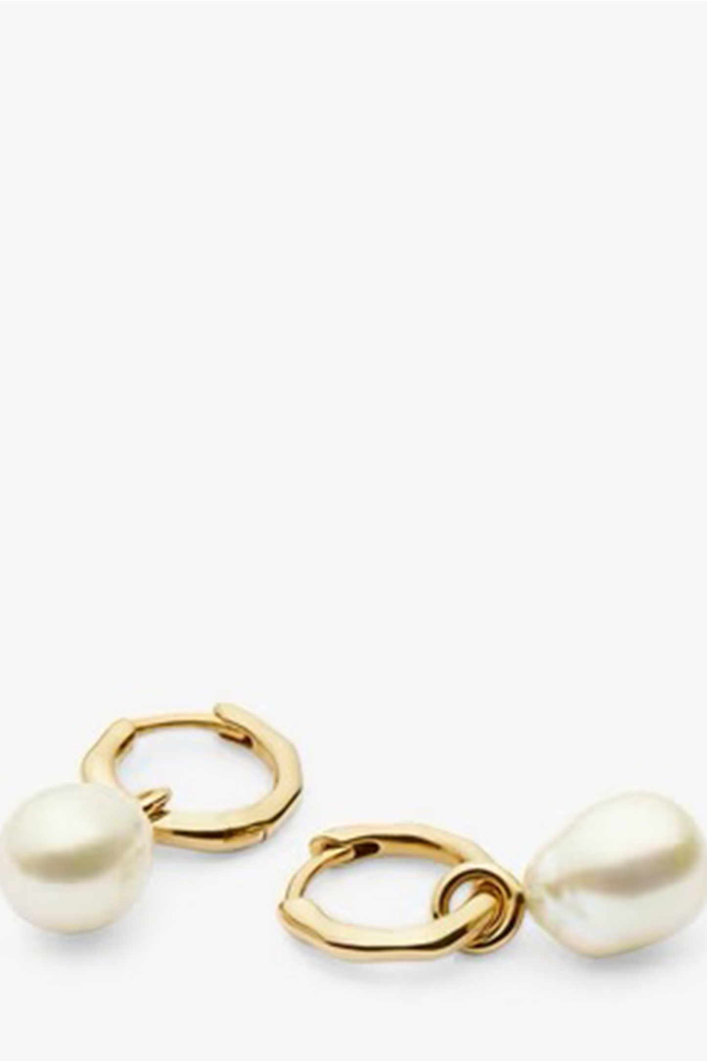 14ct Yellow Gold Pearl Charm Hoop Earrings